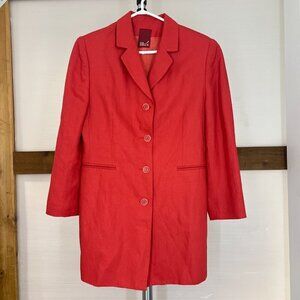 Blu's Coral Pink Linen Viscose Blend Button Up Lined Jacket‎ Sz 10